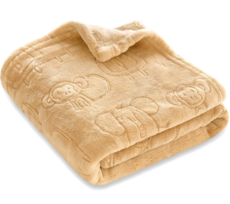 BORITAR 3D Printed Animal Baby Blanket Ultra Soft Fleece Blankets for Boys Girls, Warm and Lightweight Toddler Receiving Blanket for Crib Stroller, 30x40 Inch, Khaki - Image 1